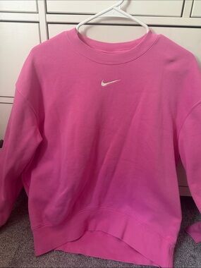 Nike Hot Pink Embroidered Swoosh Crewneck
